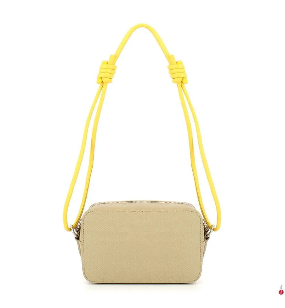 Chantaco Badge Small Matte Pique Leather Shoulder Bag Viennois Guepe Blanc