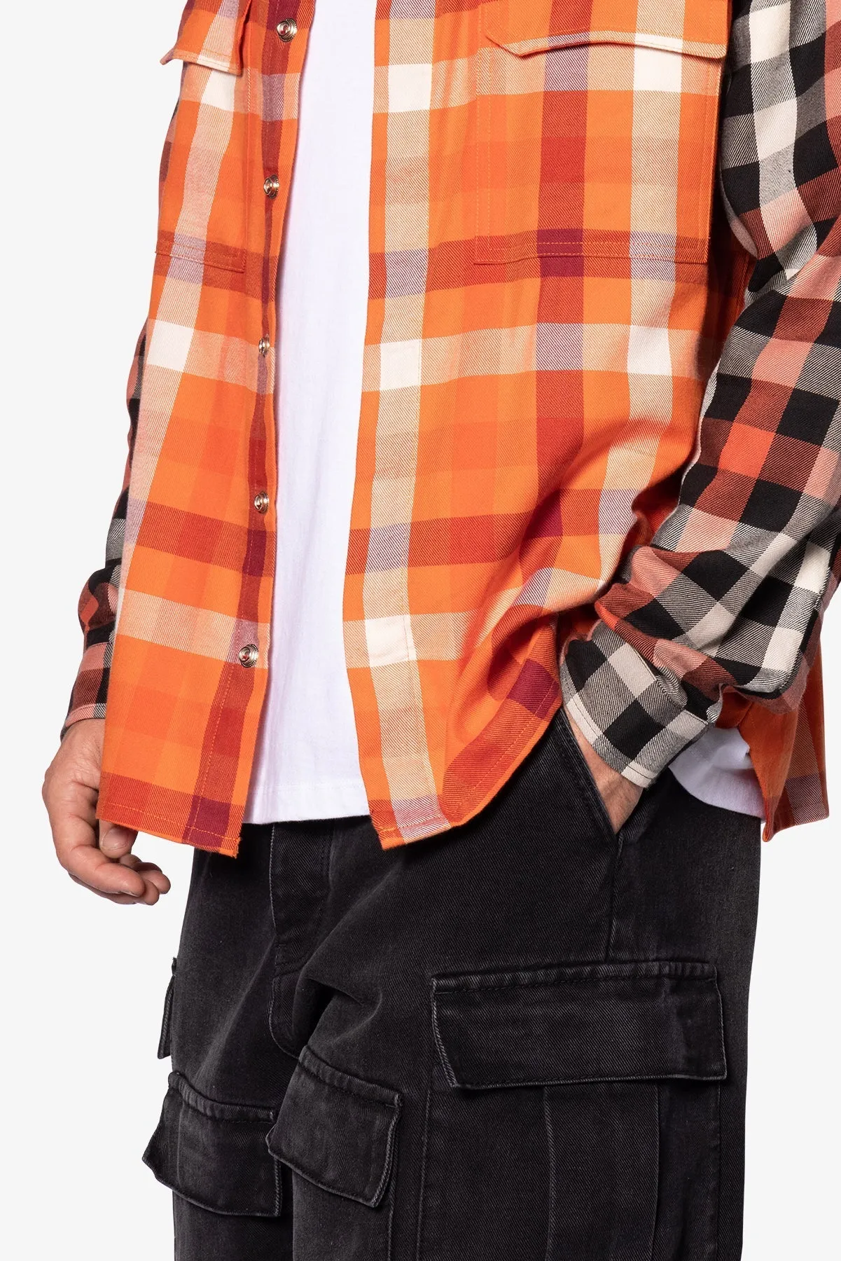 Checked Snap Front Shirt - Orange/Black