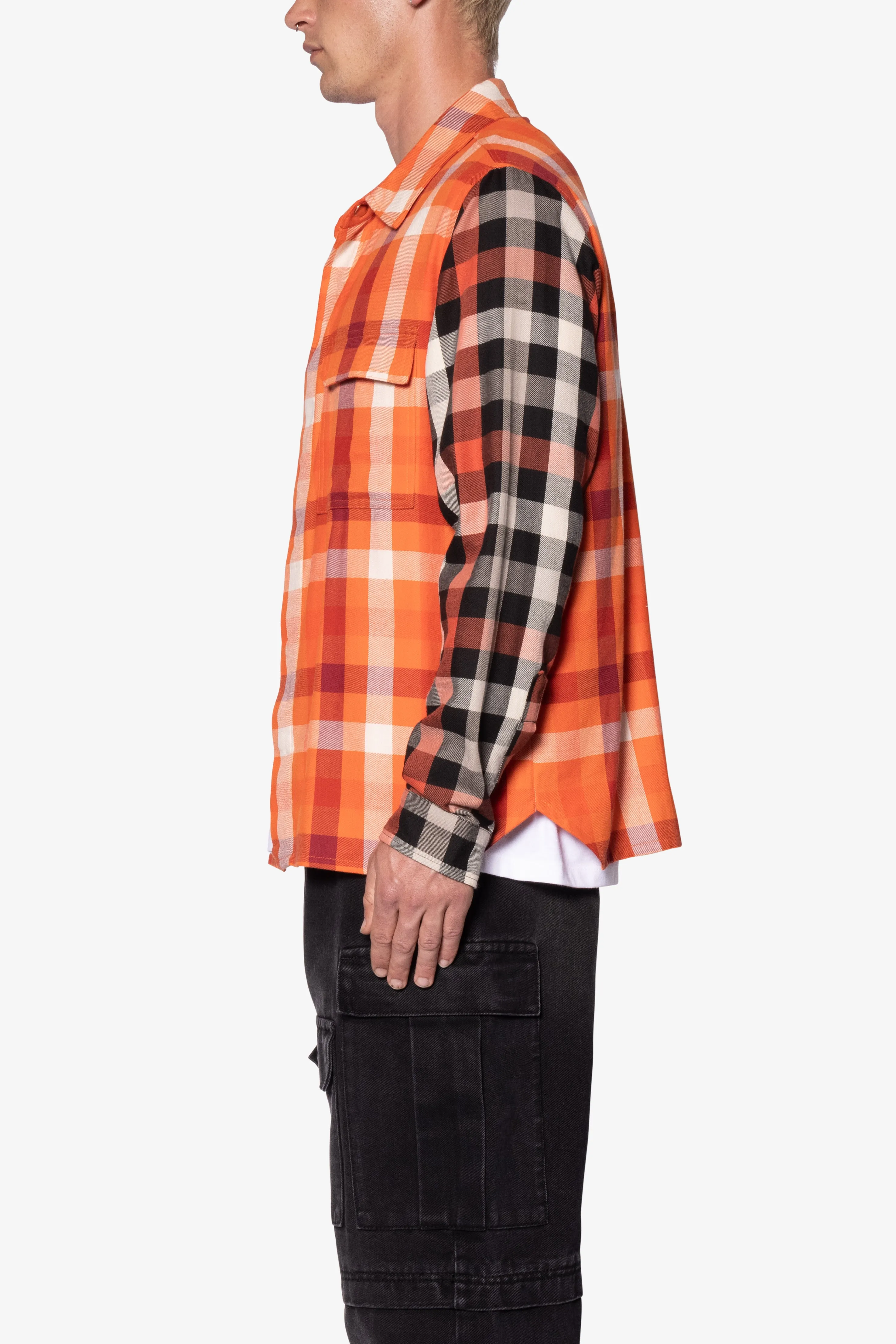 Checked Snap Front Shirt - Orange/Black