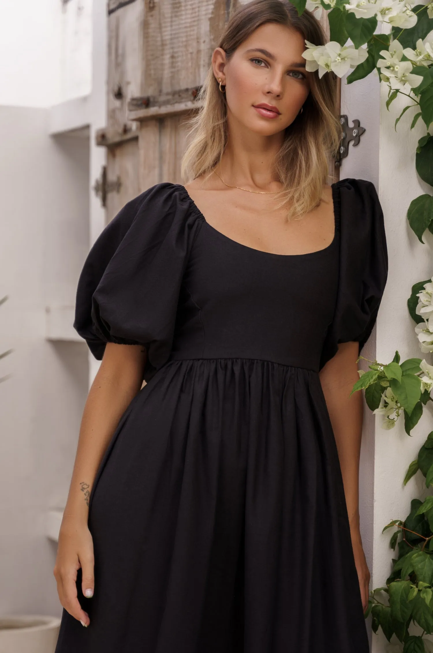 Cherie Puff Sleeve Midi Dress