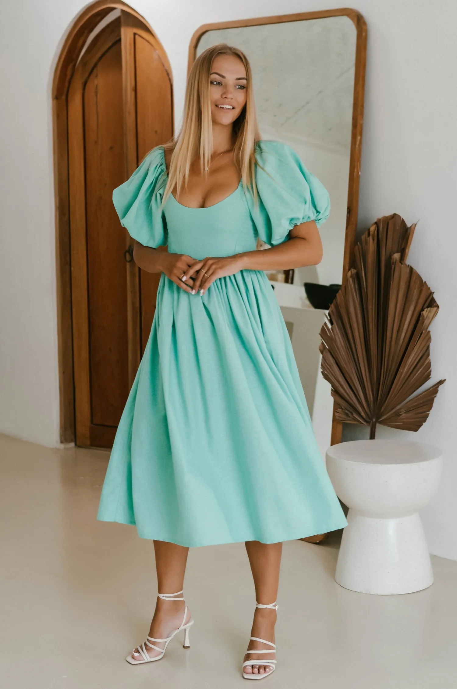 Cherie Puff Sleeve Midi Dress