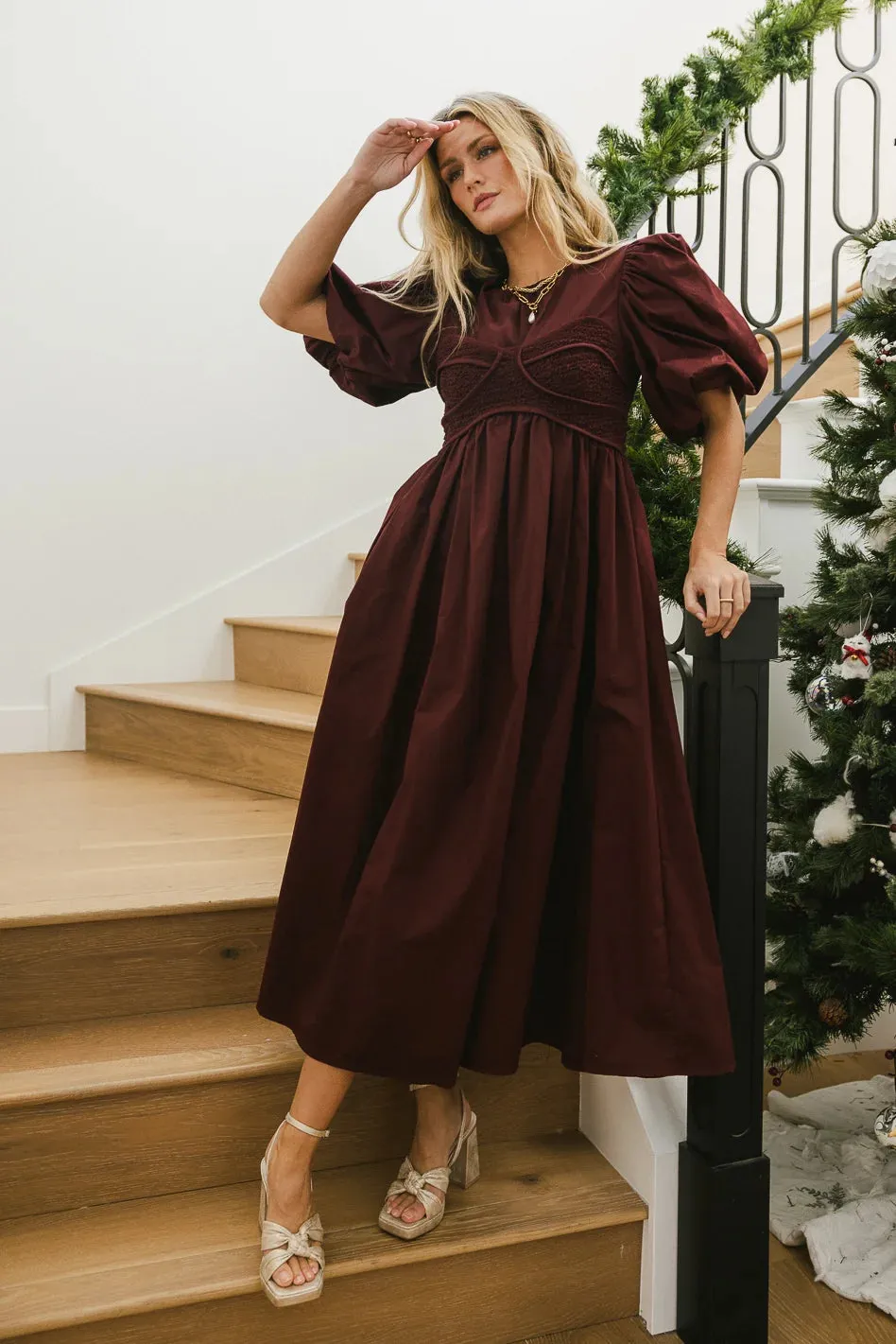 Claire Maxi Dress in Burgundy - FINAL SALE