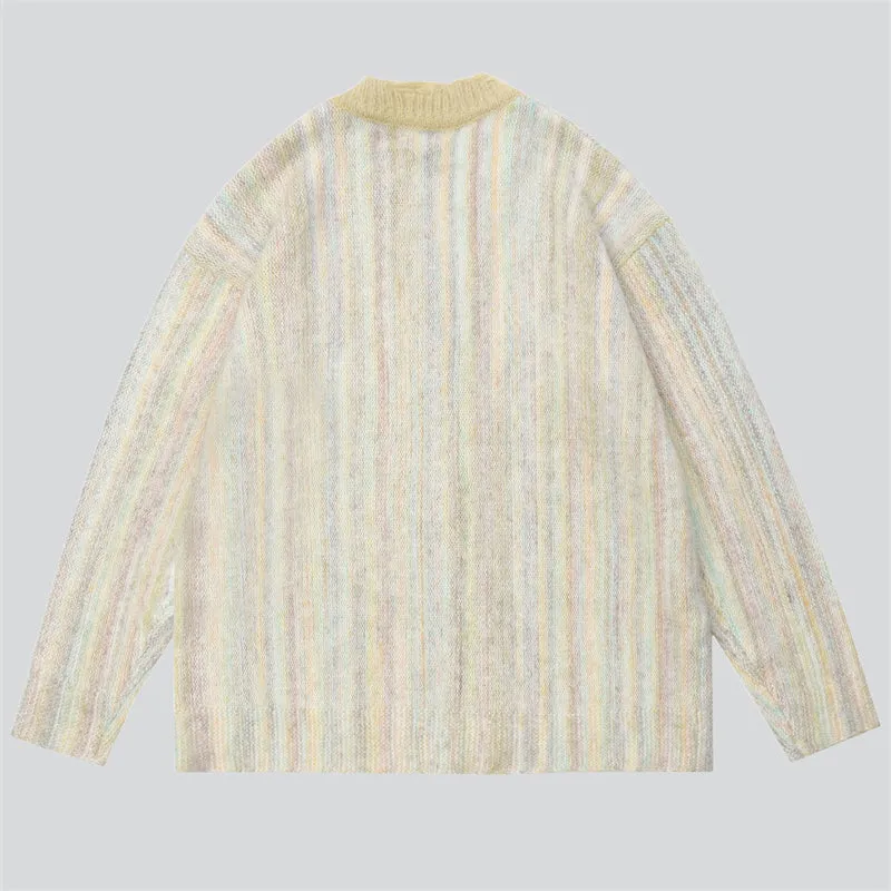 Colourful Gradient Stripes Button Sweater