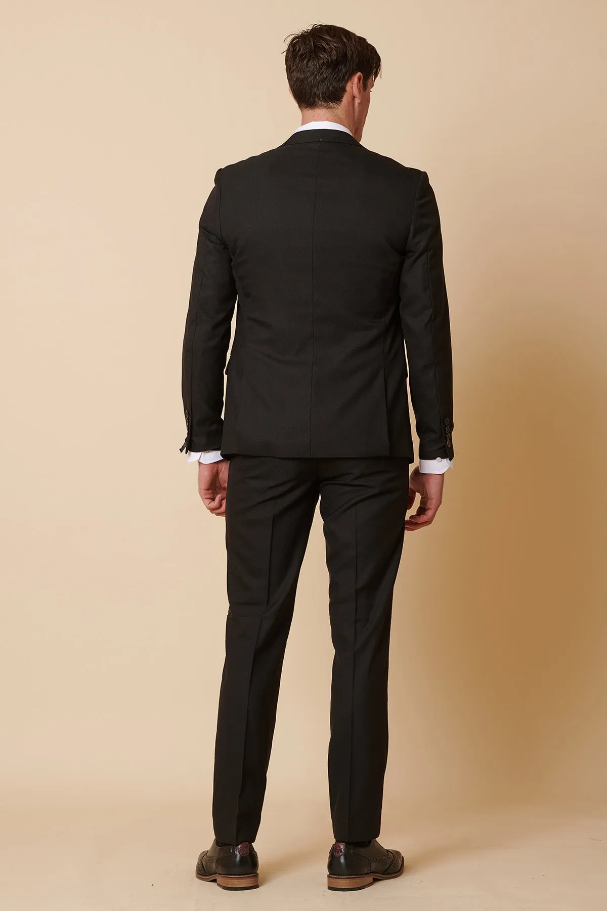 DANNY - Black Three Piece Suit With Single Breasted Waistcoat