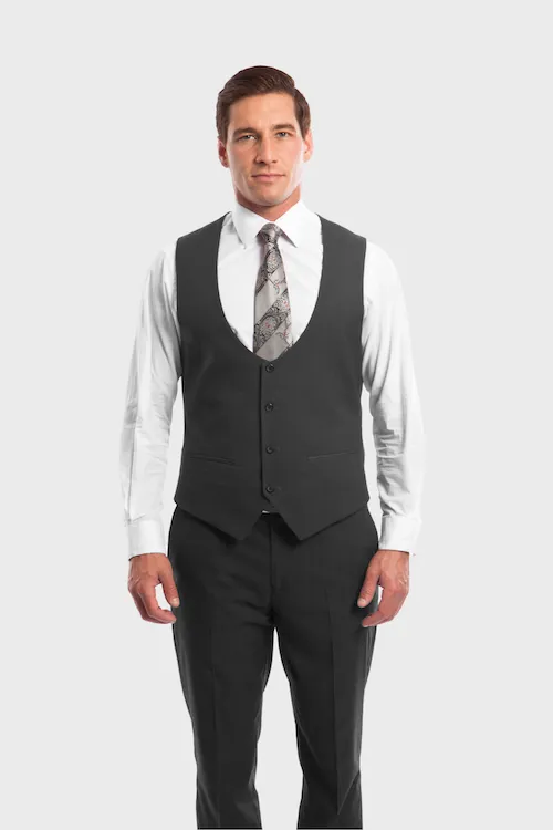 Dark Gray 3 Piece Peak Lapel Suit