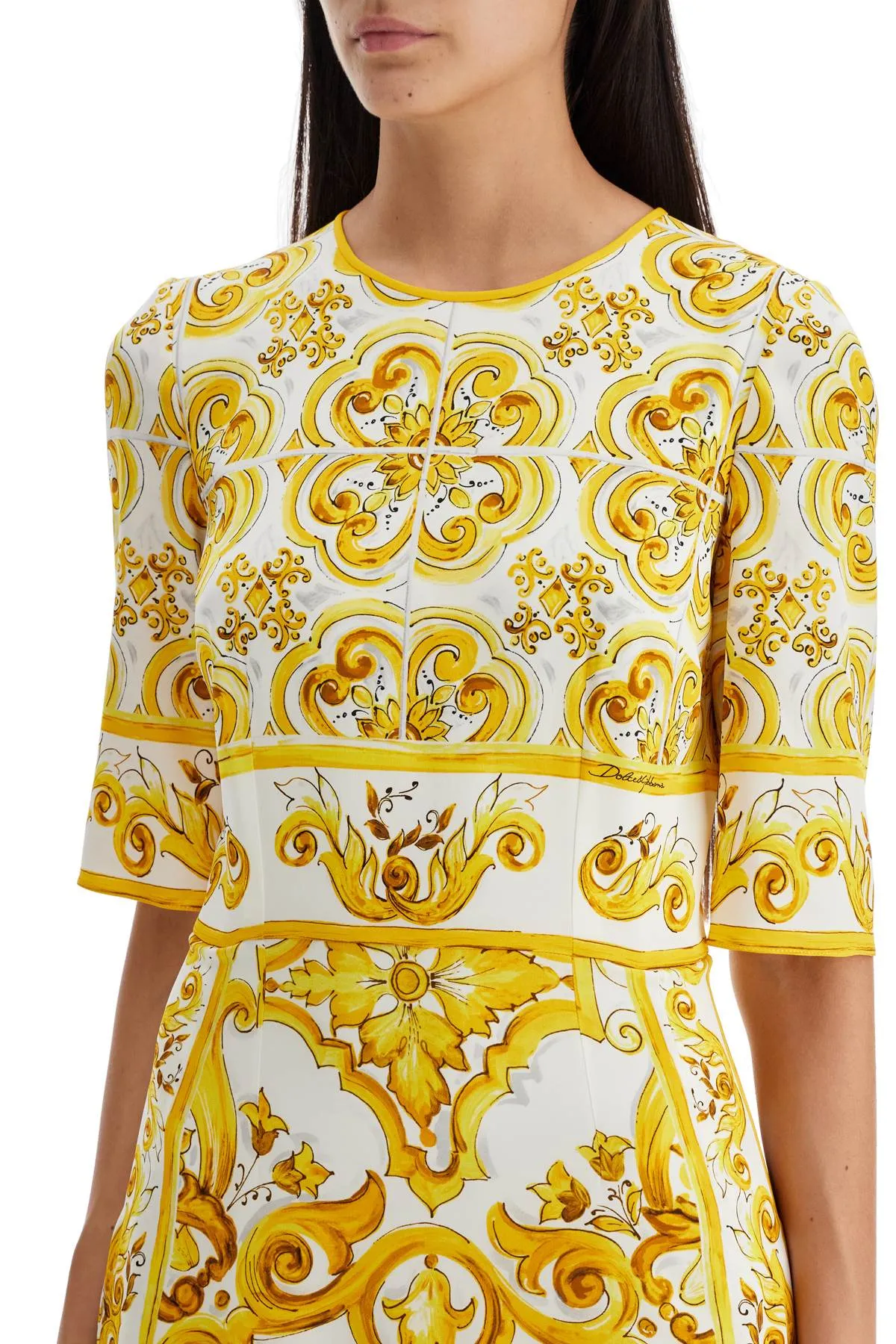 DOLCE & GABBANA 'stretch silk dress with maiolica