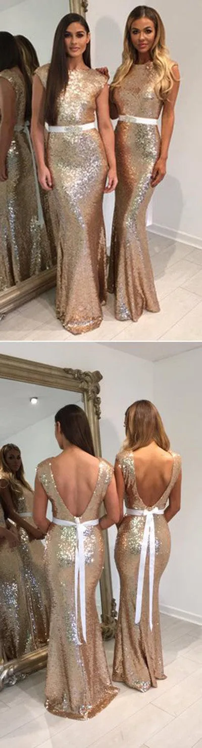 Elegant Shinning Sequin Mermaid Bridesmaid Dresses,Long Cheap Wedding Party Dress,SVD494