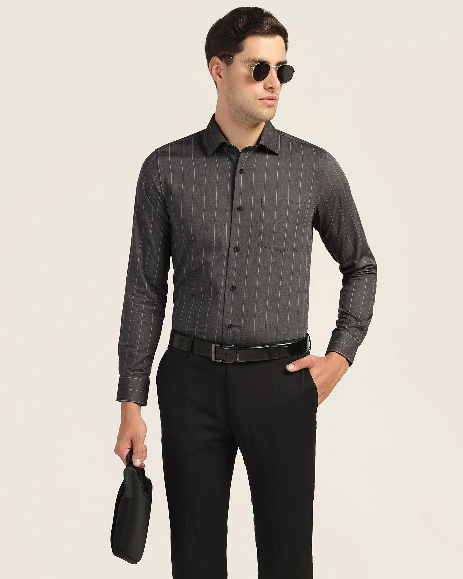 Formal Black Stripe Shirt - Orbit