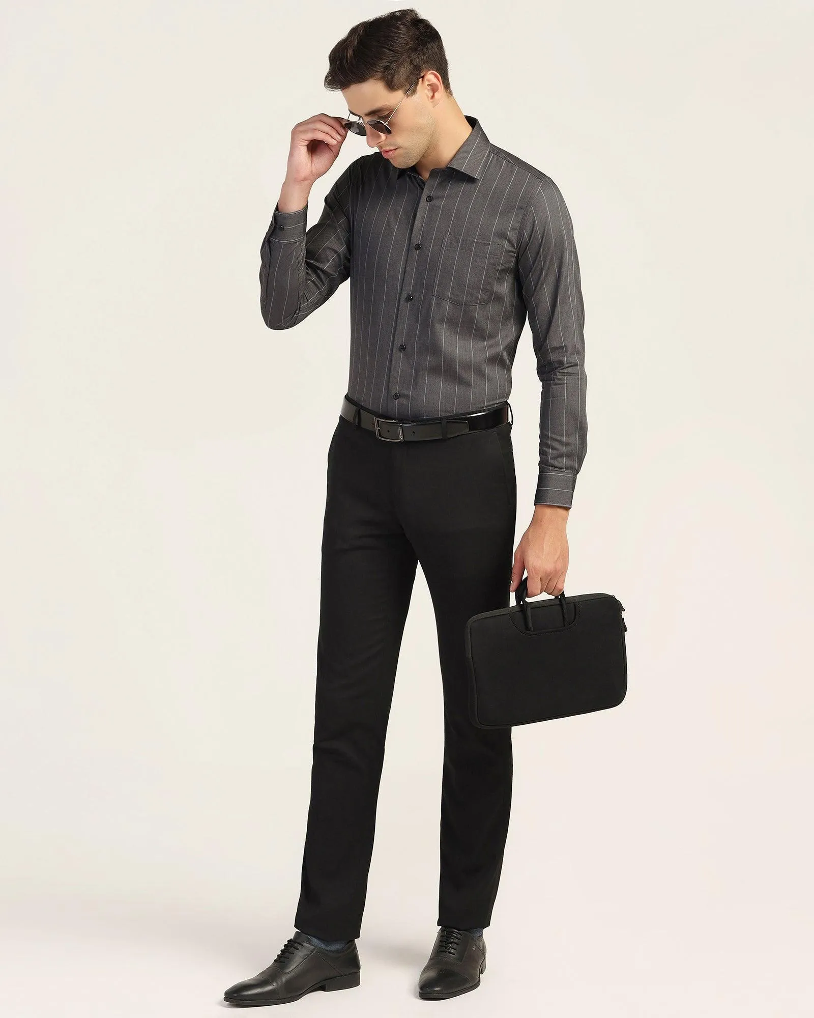 Formal Black Stripe Shirt - Orbit