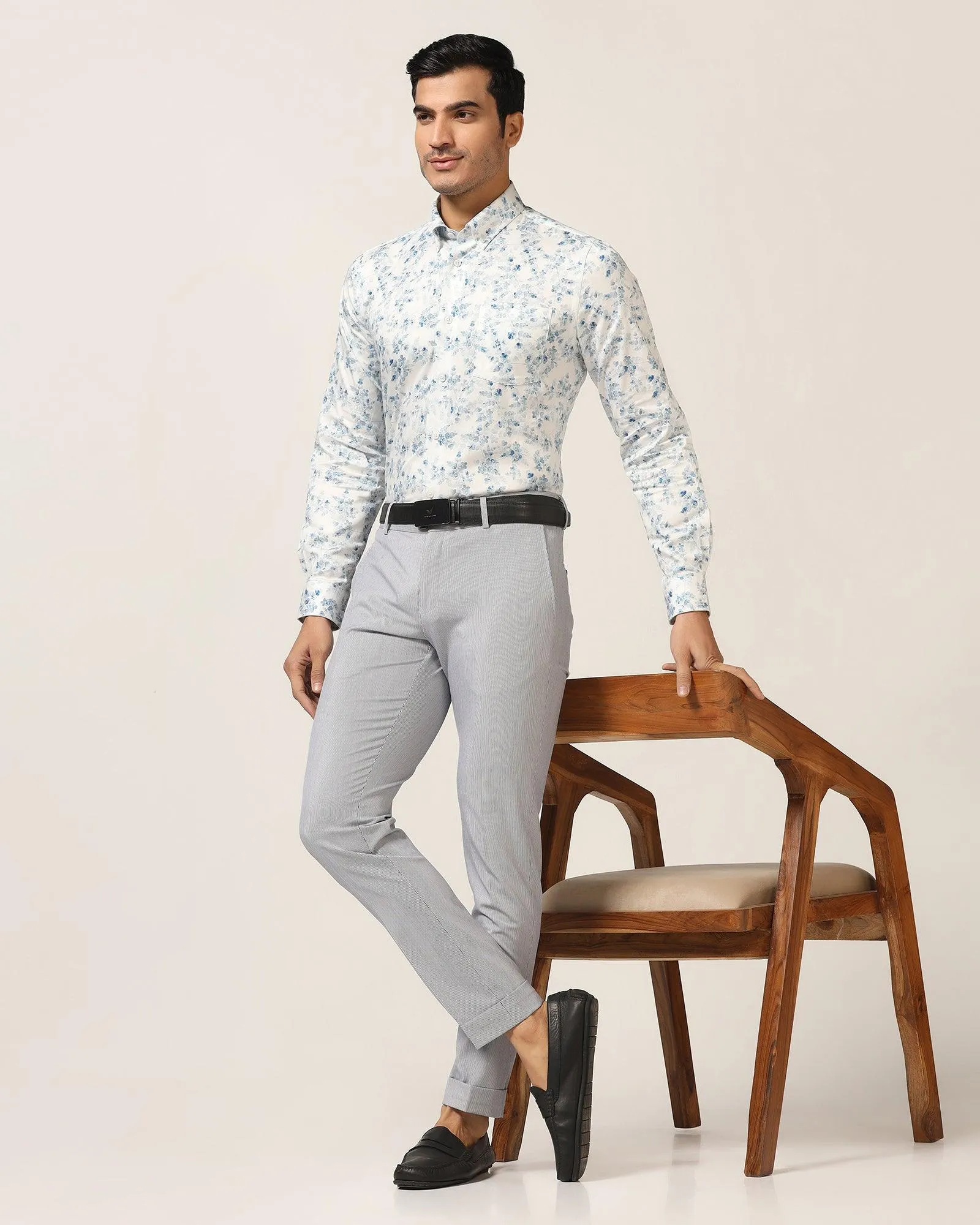 Formal Blue Printed Shirt - Botanic