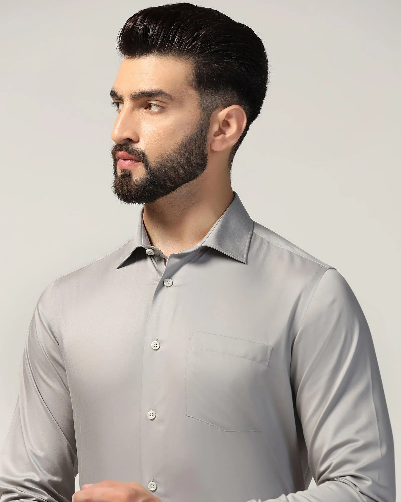 Formal Grey Solid Shirt - Alice