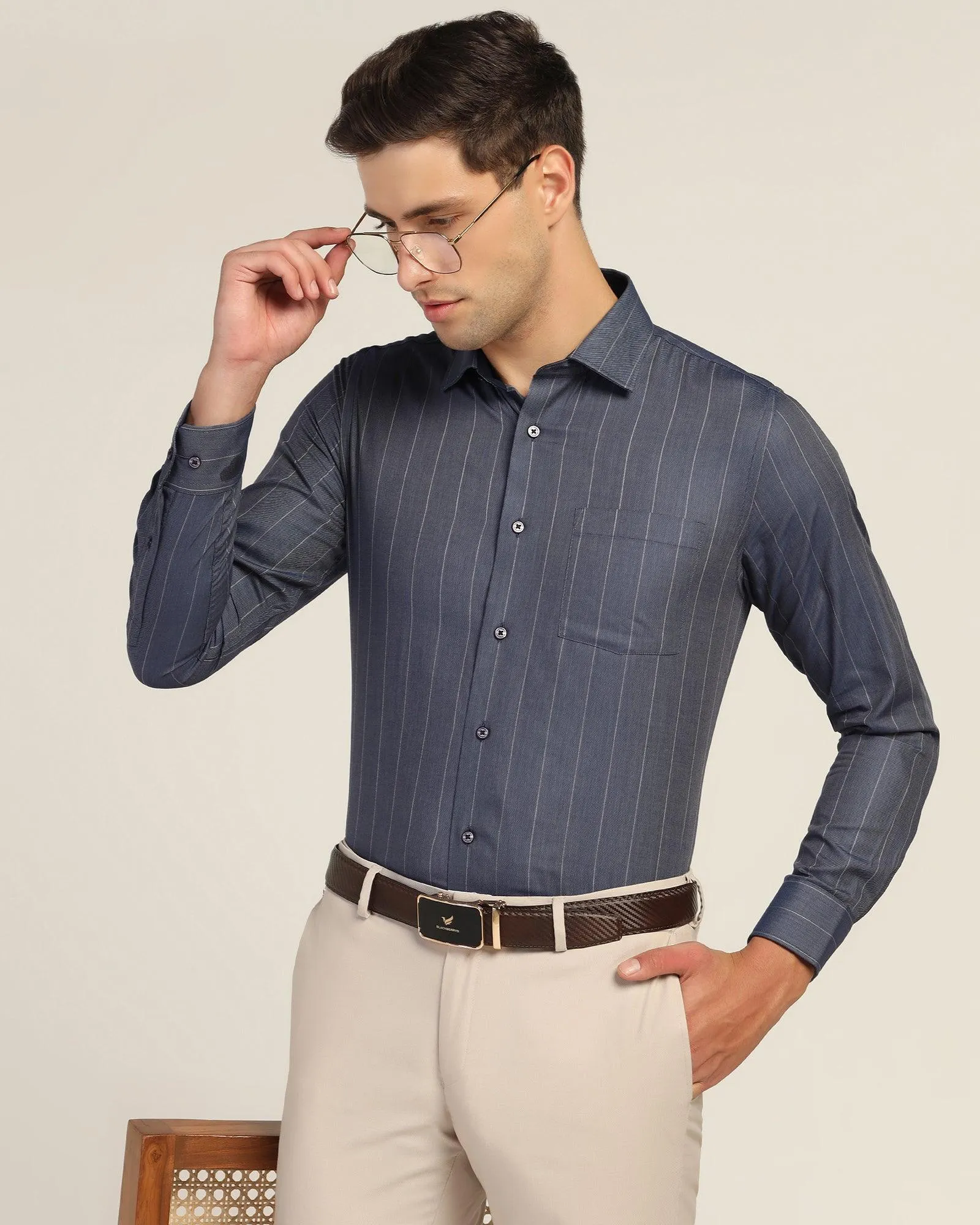 Formal Navy Stripe Shirt - Orbit