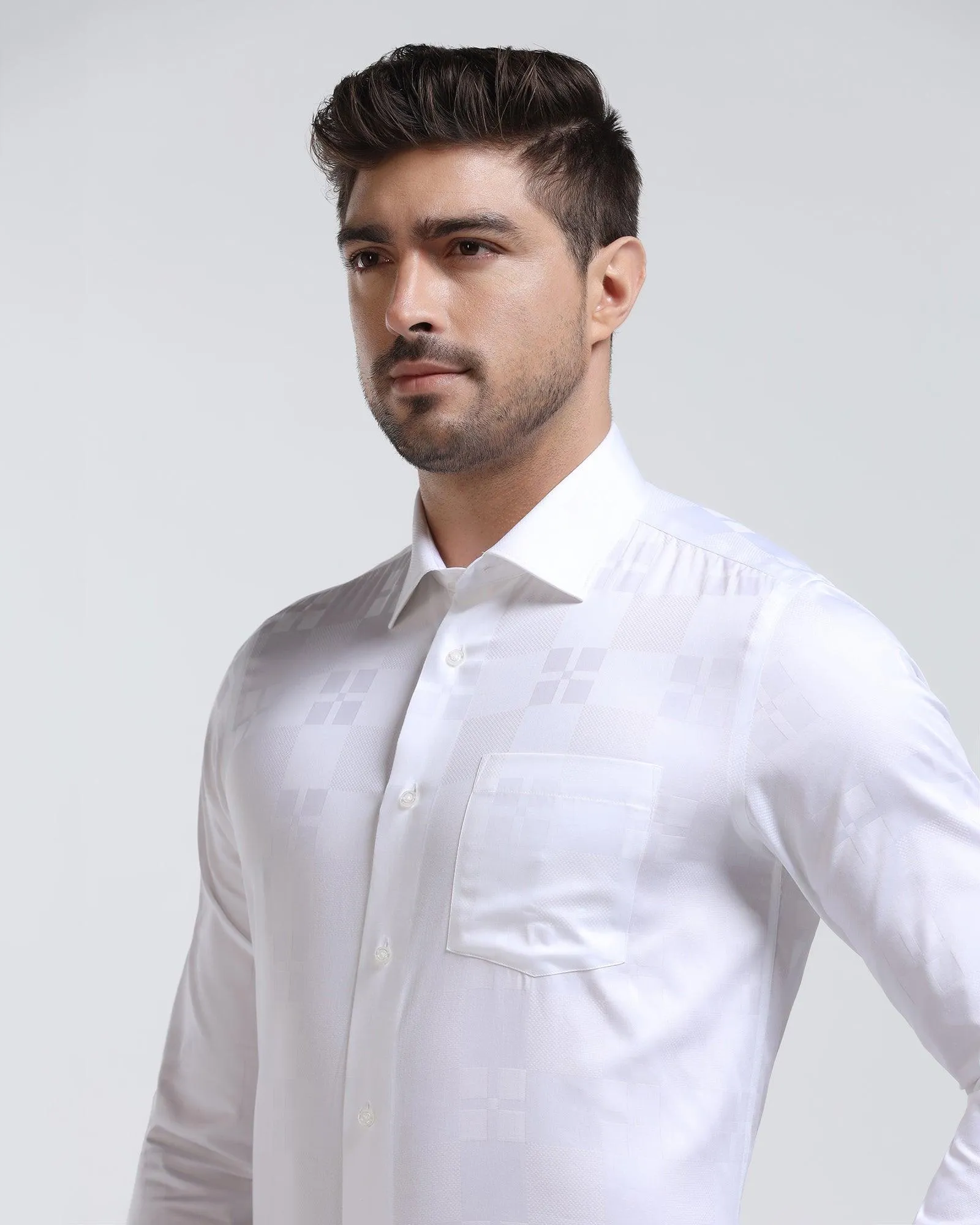 Formal White Printed Shirt - Young