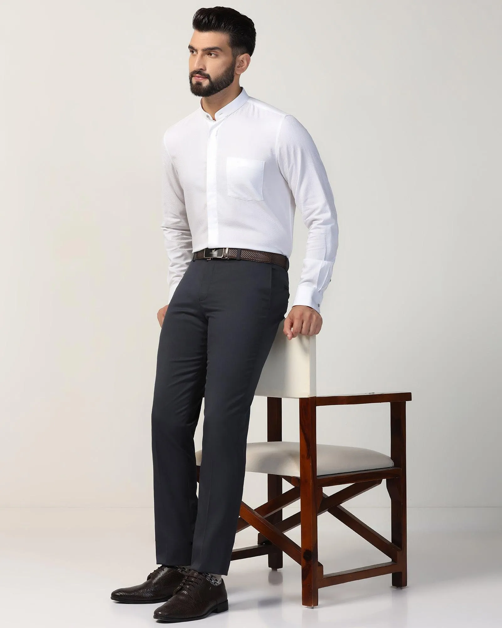 Formal White Textured Shirt - Leon