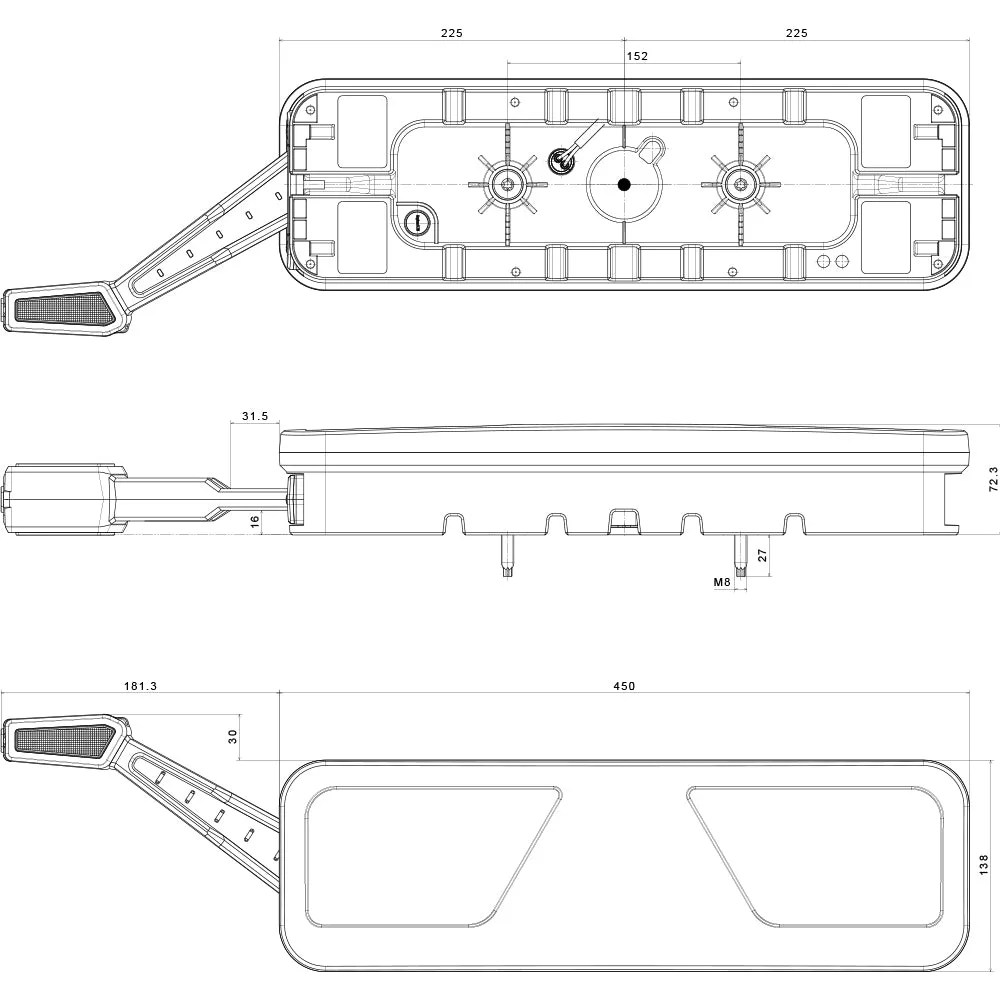 Fristom Large LED Trailer Lamp with Outline Marker / 6 Function