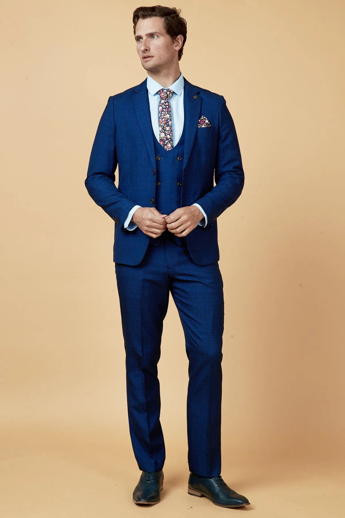 GEORGE - Royal Blue Check Three Piece Suit