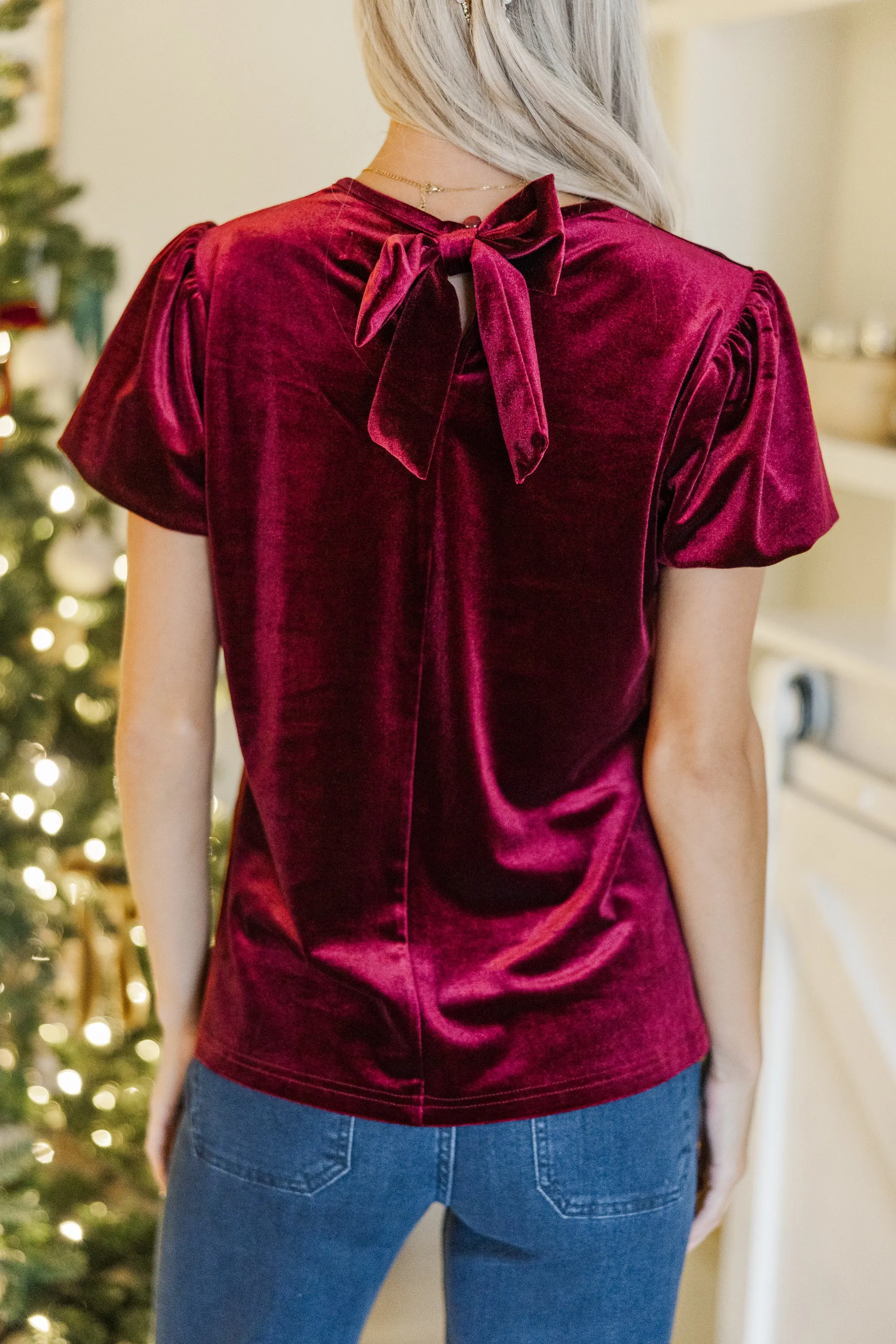 Got It All Red Velvet Blouse