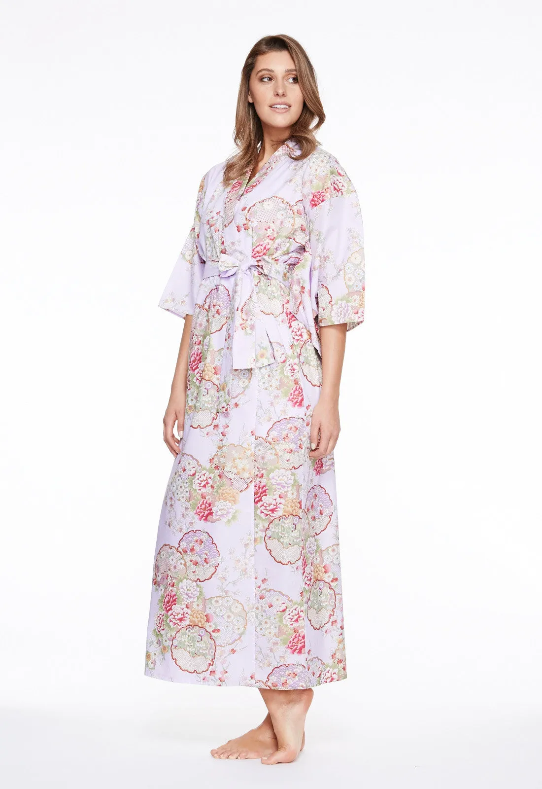 Graceful Circles Cotton Long Kimono