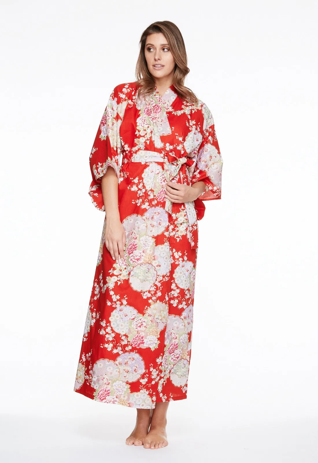 Graceful Circles Cotton Long Kimono