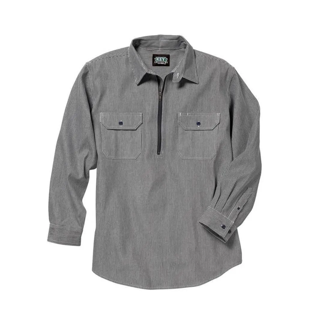 HICKORY RAILROAD STRIPE ZIP SHIRT- MEN’S