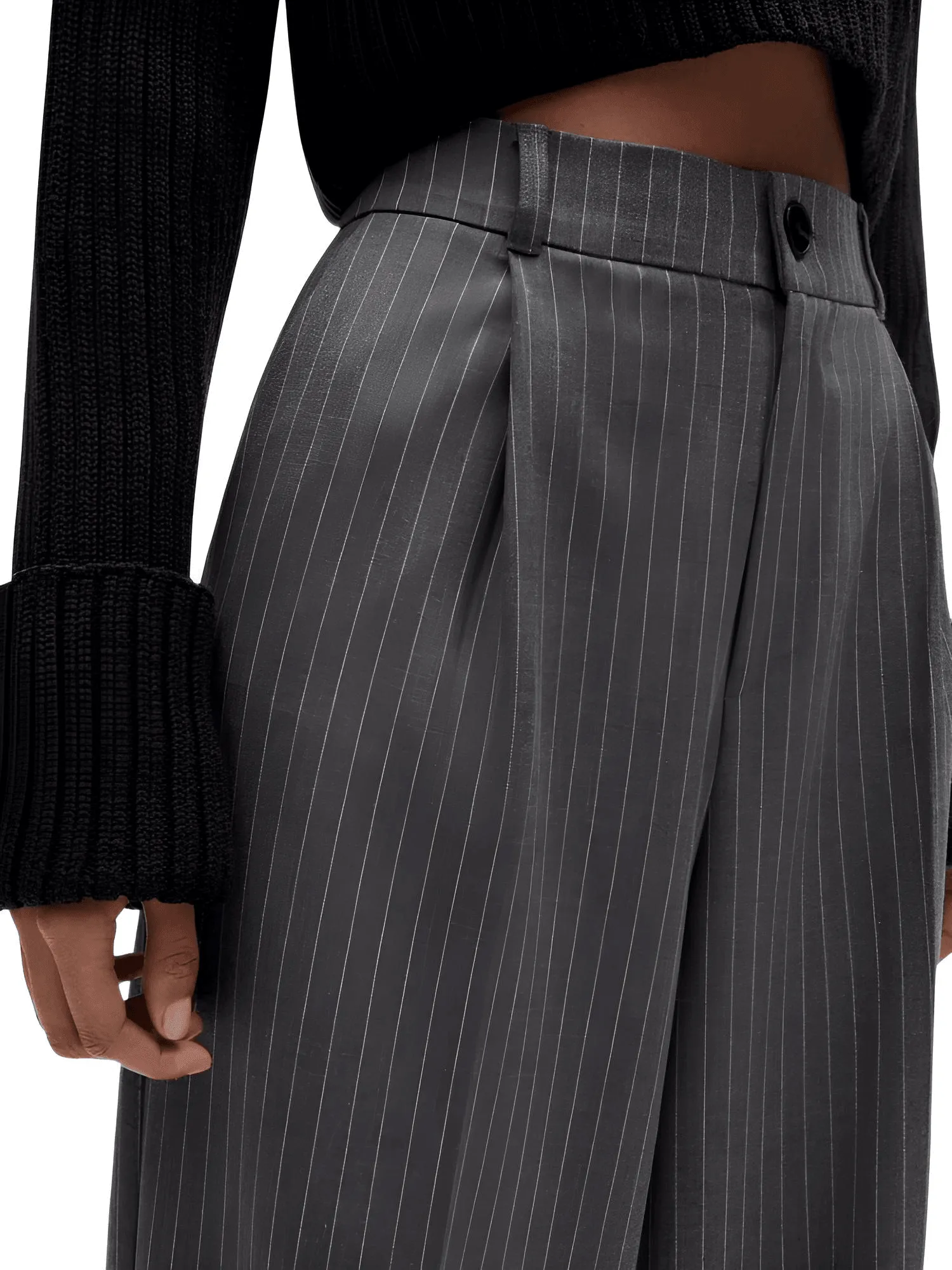 High Waist Straight Leg Pinstriped Pants For Women