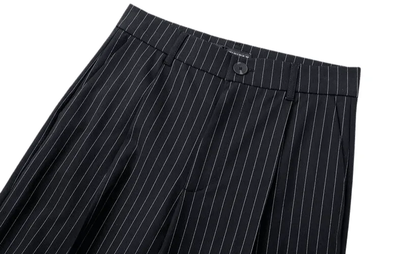 High Waist Straight Leg Pinstriped Pants For Women