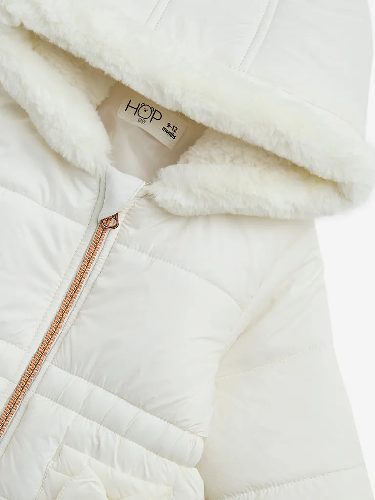 HOP Baby White Hooded Puffer Jacket