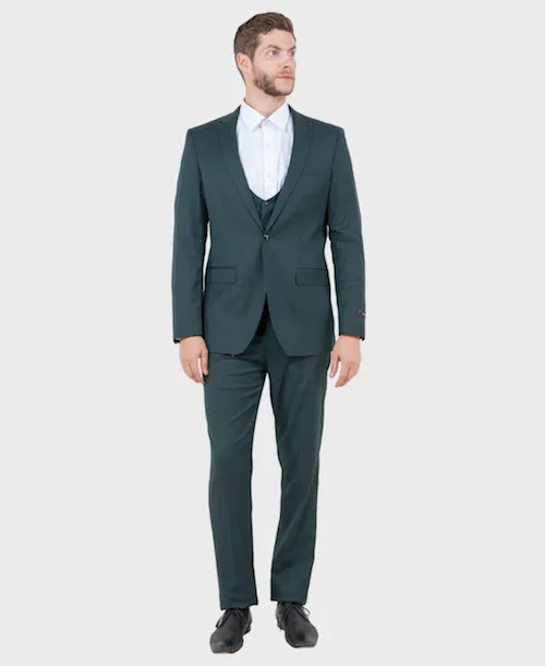 Hunter Green 3 Piece Peak Lapel Suit