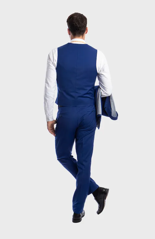 Indigo Blue 3 Piece Peak Lapel Suit