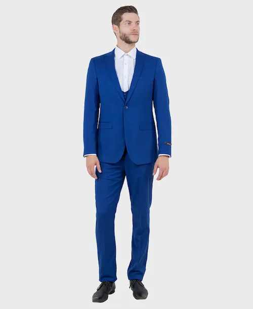 Indigo Blue 3 Piece Peak Lapel Suit