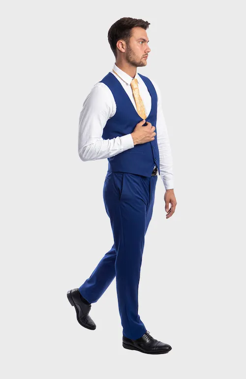 Indigo Blue 3 Piece Peak Lapel Suit