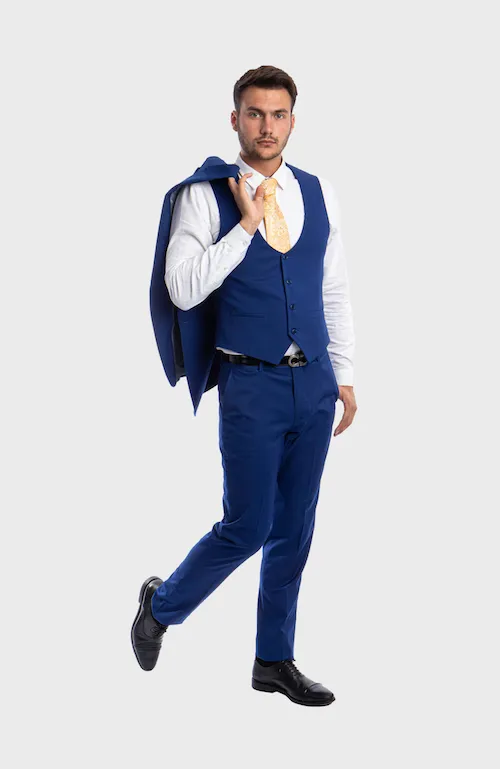 Indigo Blue 3 Piece Peak Lapel Suit