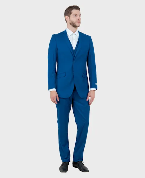 Indigo Blue 3 Piece Slim Fit Vested Suit