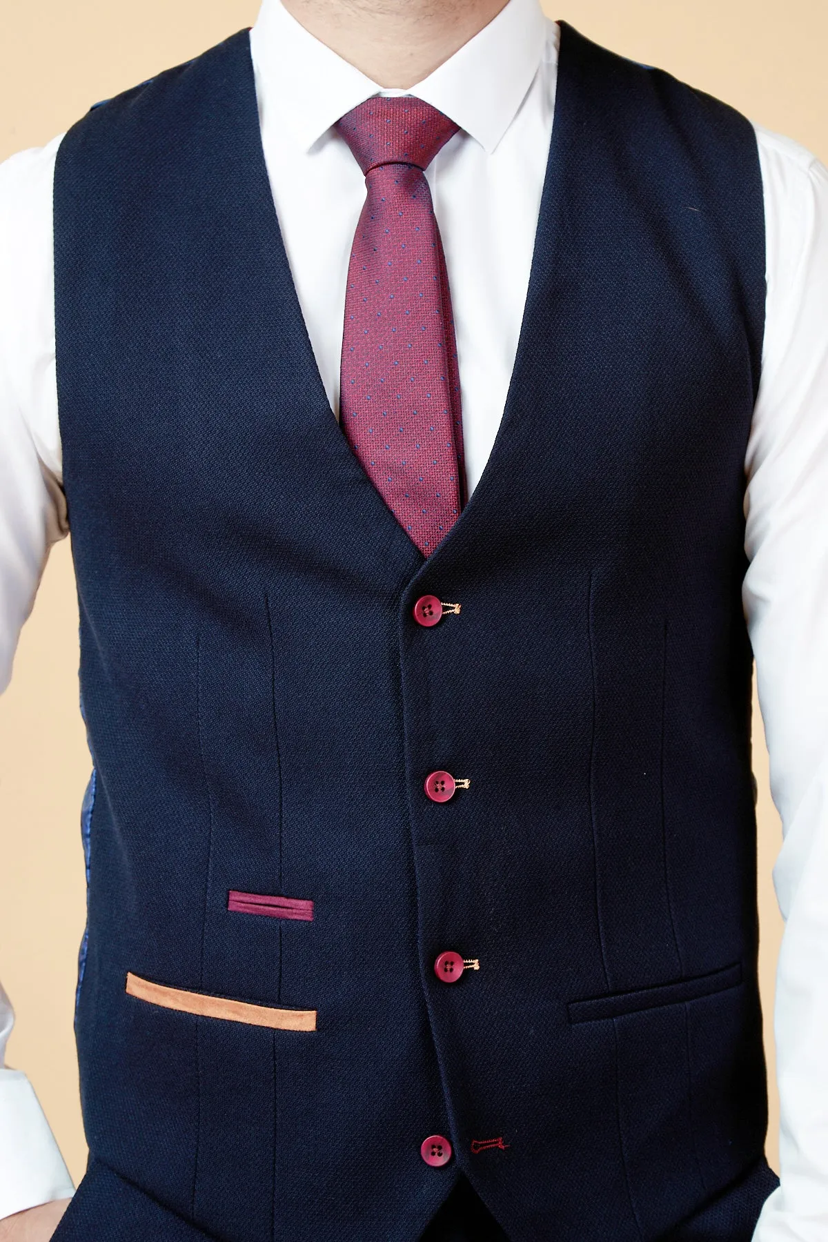 JD4 - Navy Contrast Trim Three Piece Suit