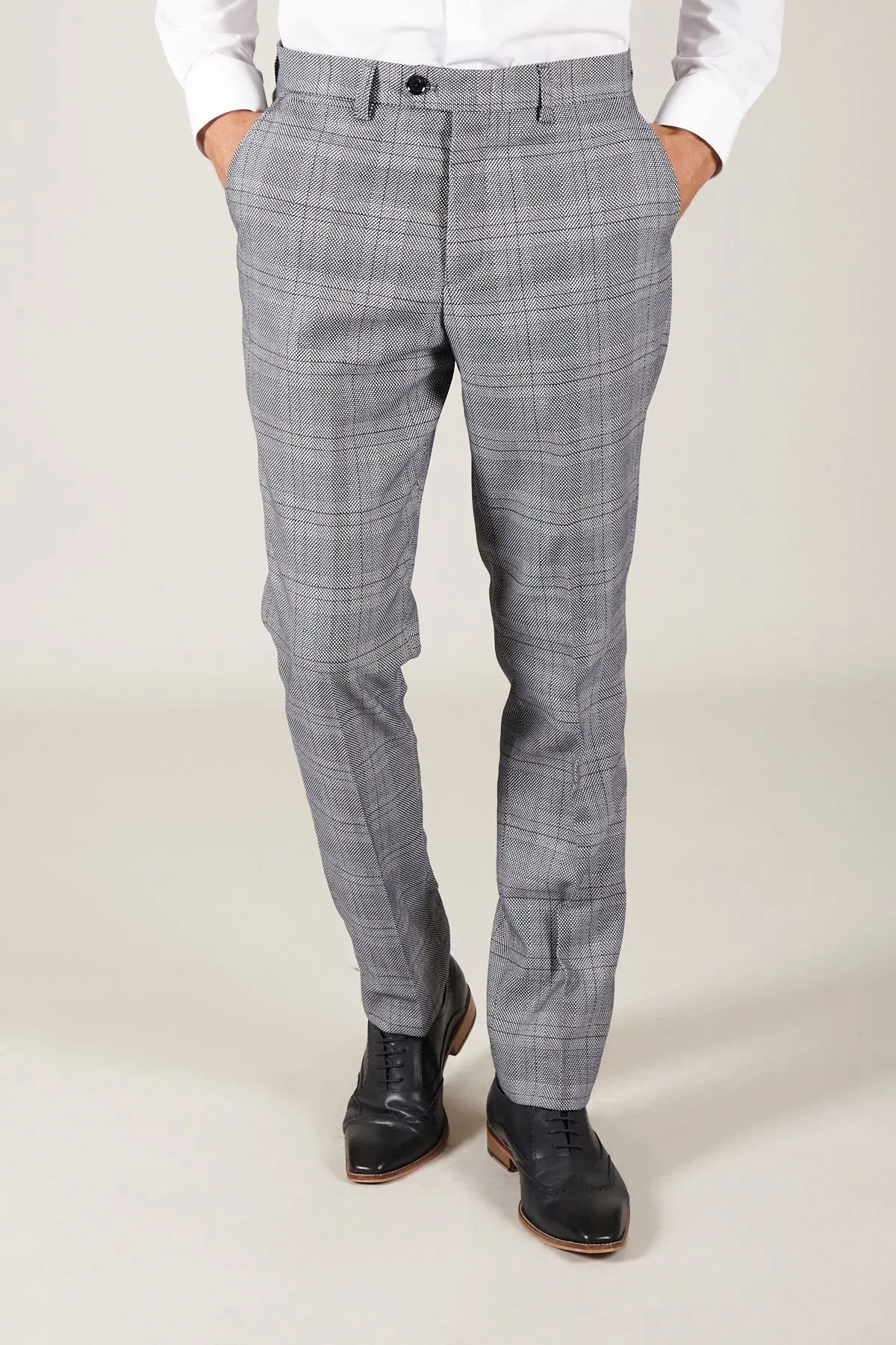 JERRY - Grey Check Suit With Kelvin Pink Waistcoat