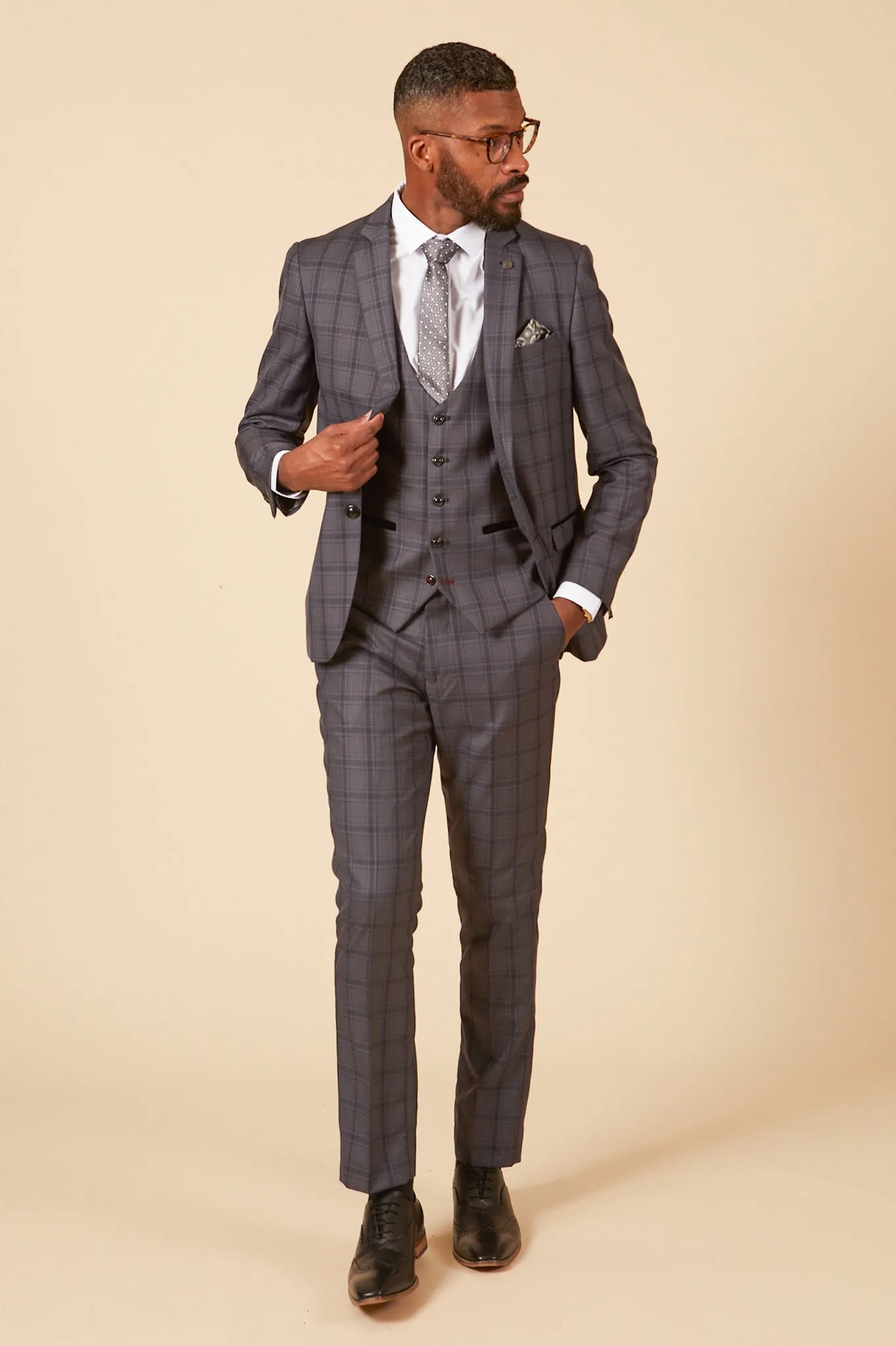 JOSE - Grey Check Three Piece Suit