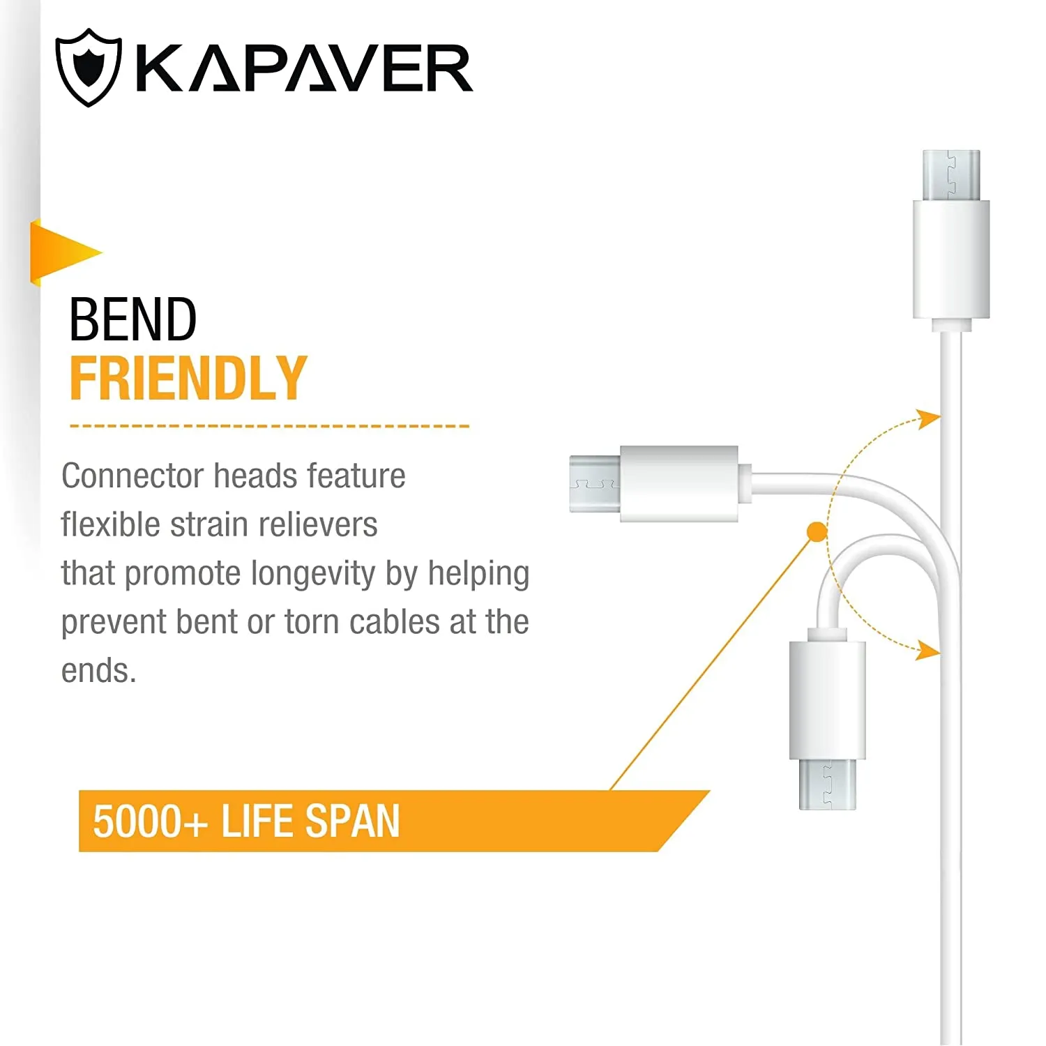 KAPAVER Micro USB Cable For Charging & Sync Data to Android Smartphones (10 Pack White)