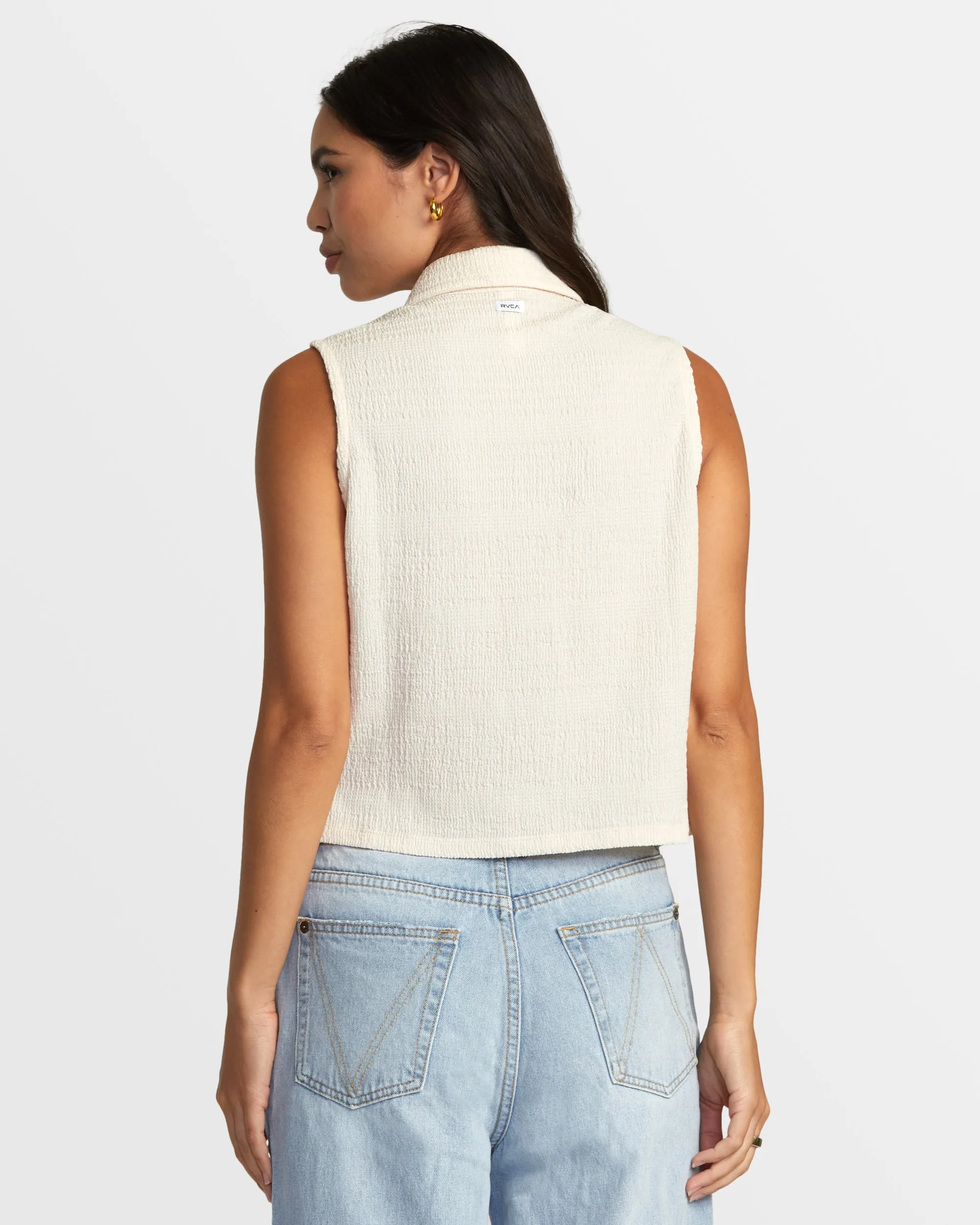 Klein Buttoned Tank Top - Latte