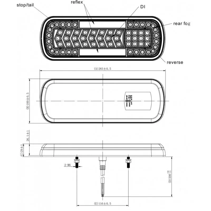 LED Trailer Lamp with Dynamic Indicator, Stop, Tail, Fog & Reverse