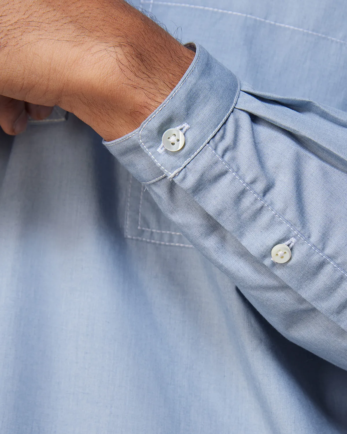 Light Blue Poplin Popover Shirt