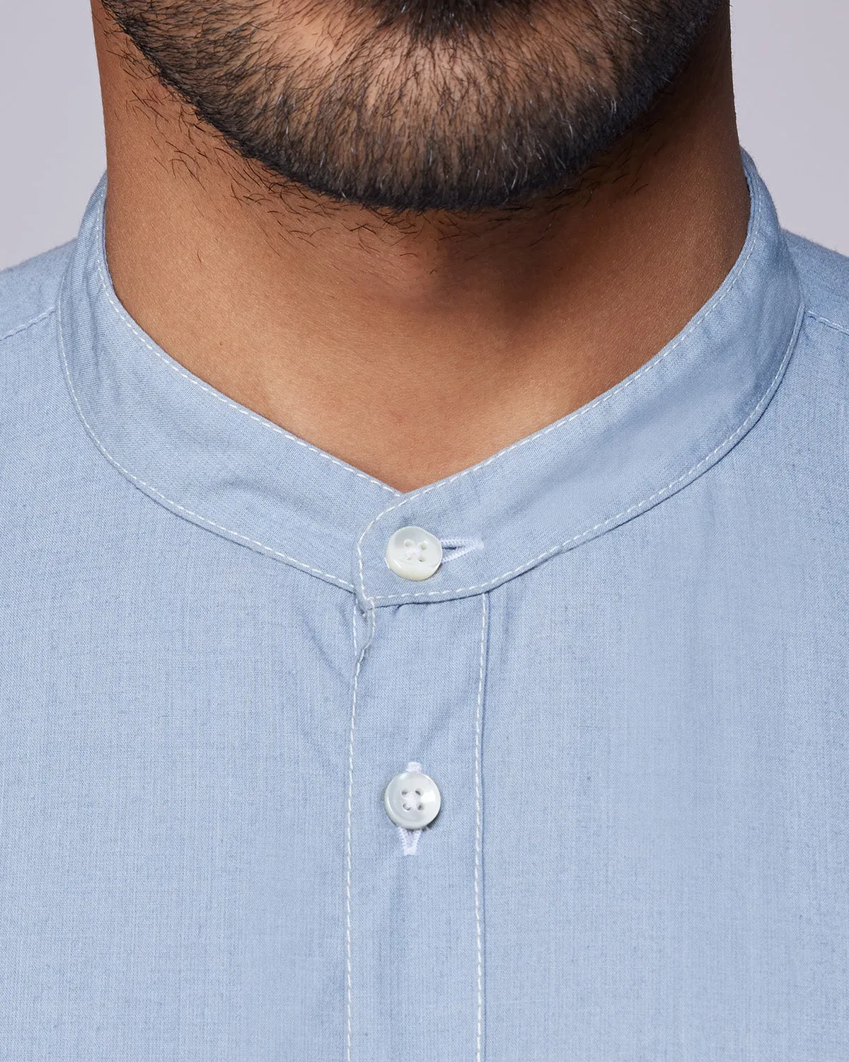 Light Blue Poplin Popover Shirt