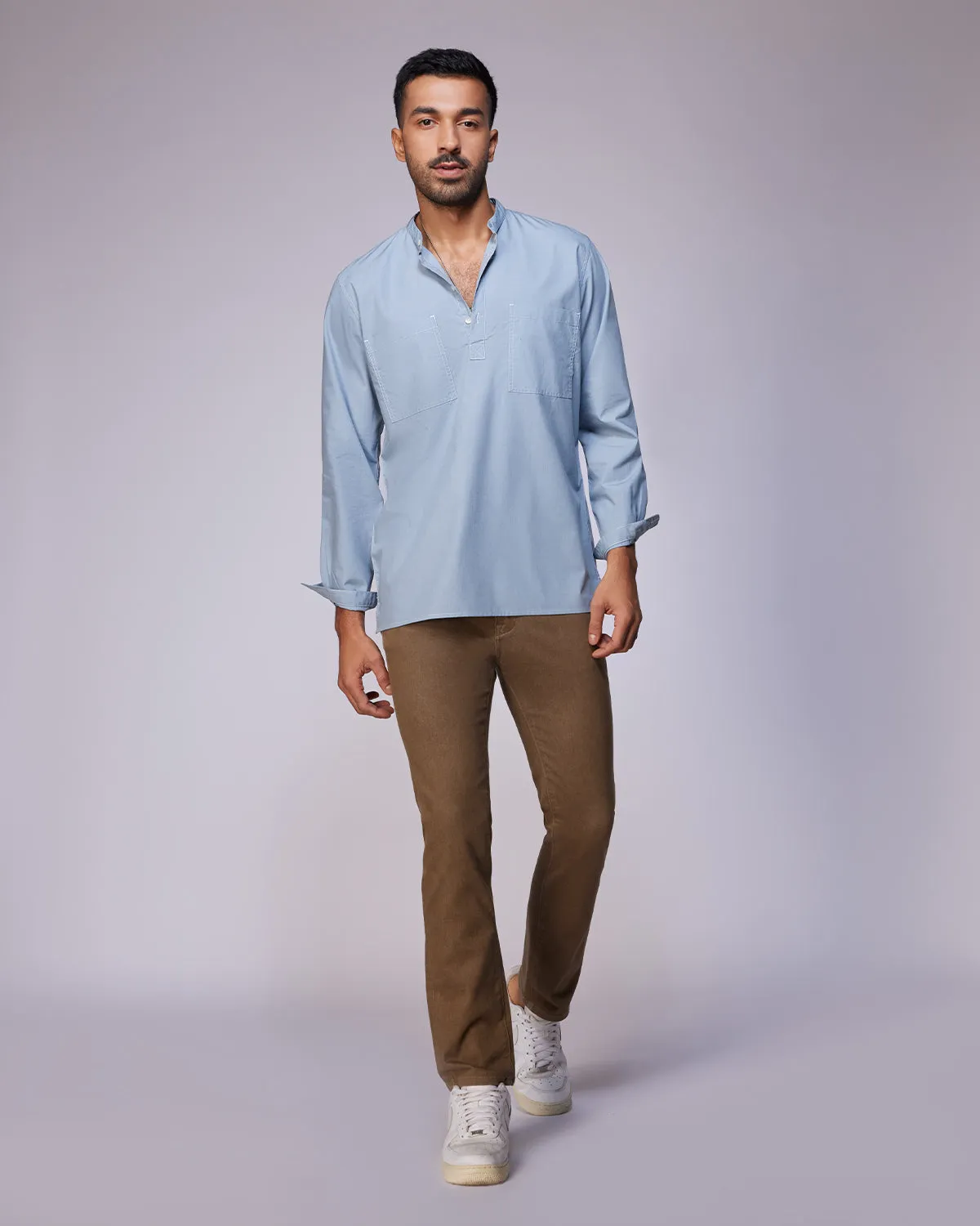 Light Blue Poplin Popover Shirt