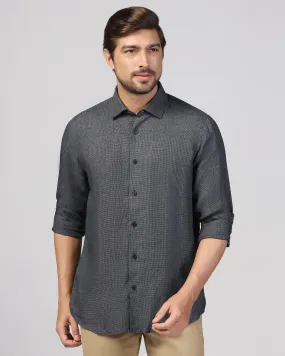 Linen Casual Black Check Shirt - Connor