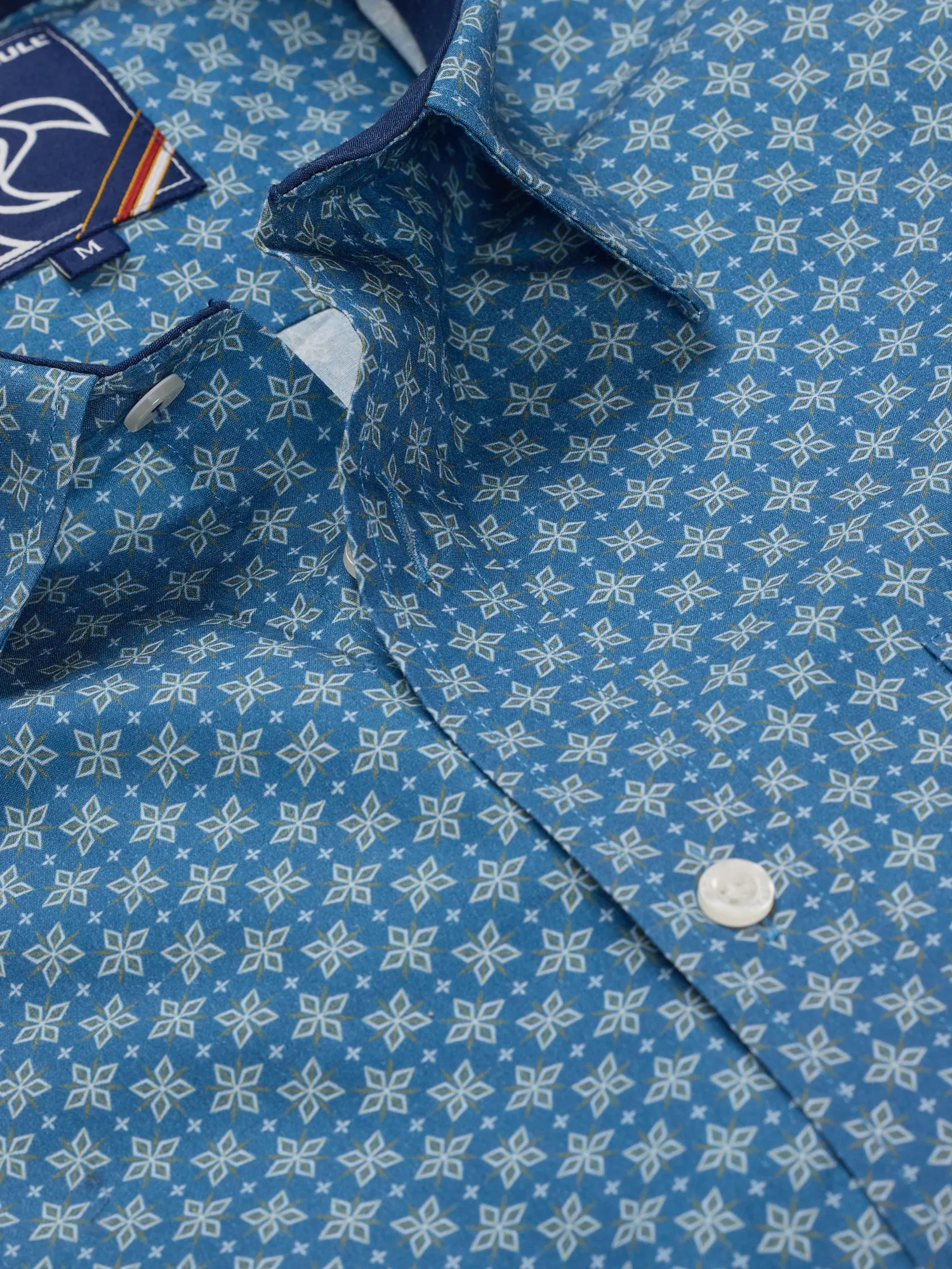 Long Sleeve Diamond Pattern Shirt - Denim Blue