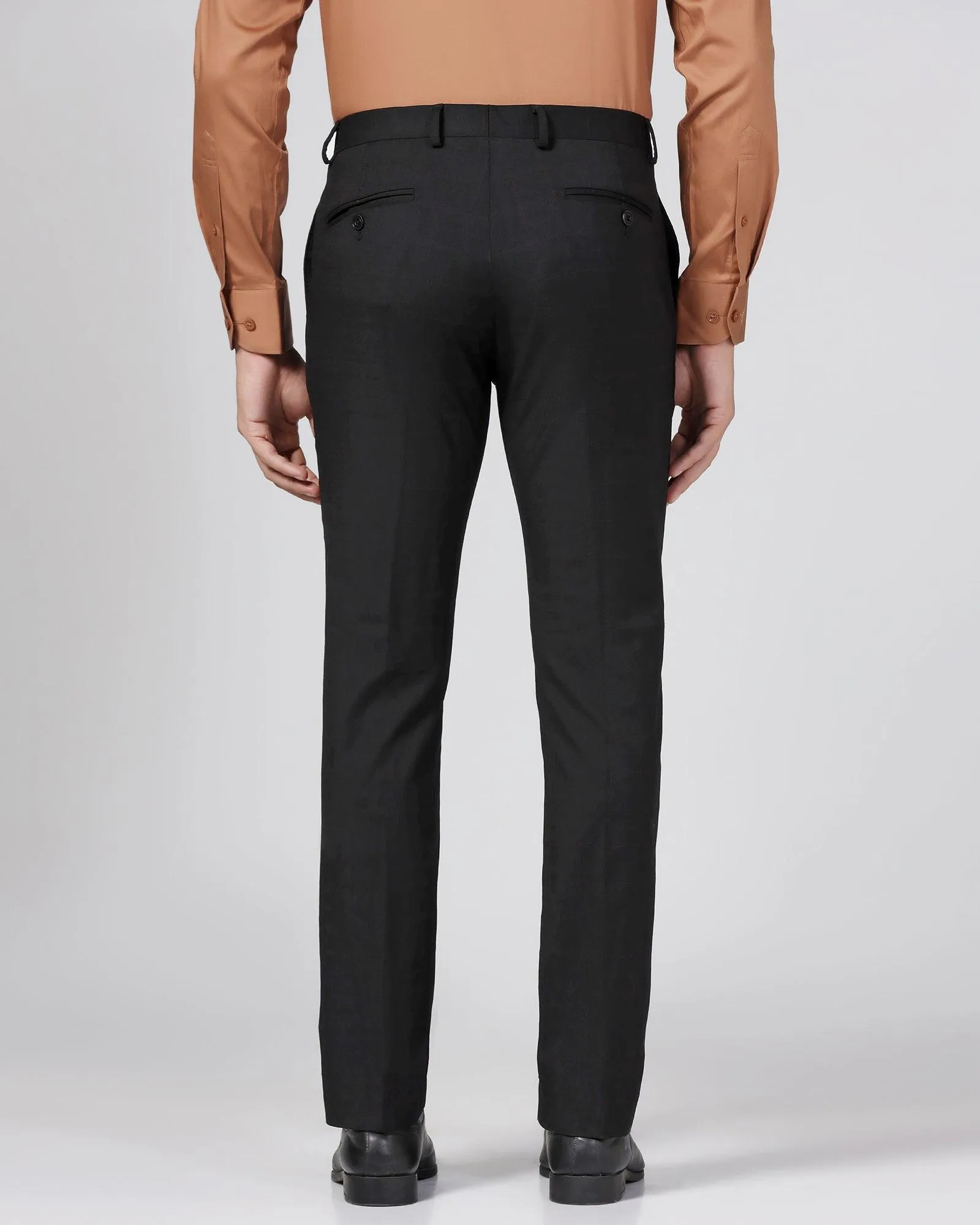 Luxe Slim Comfort B-95 Formal Black Check Trouser - Spectre