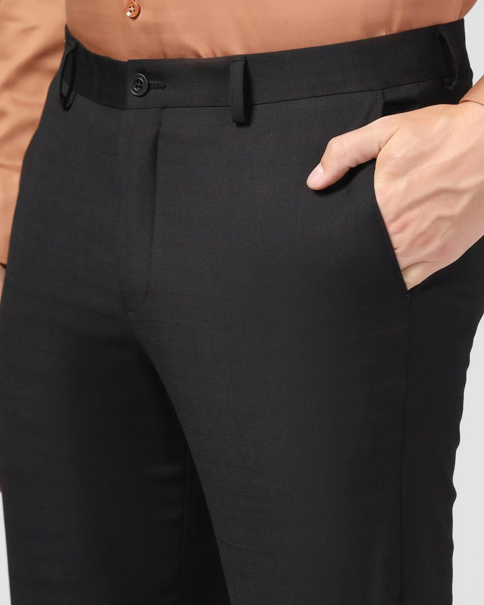 Luxe Slim Comfort B-95 Formal Black Check Trouser - Spectre