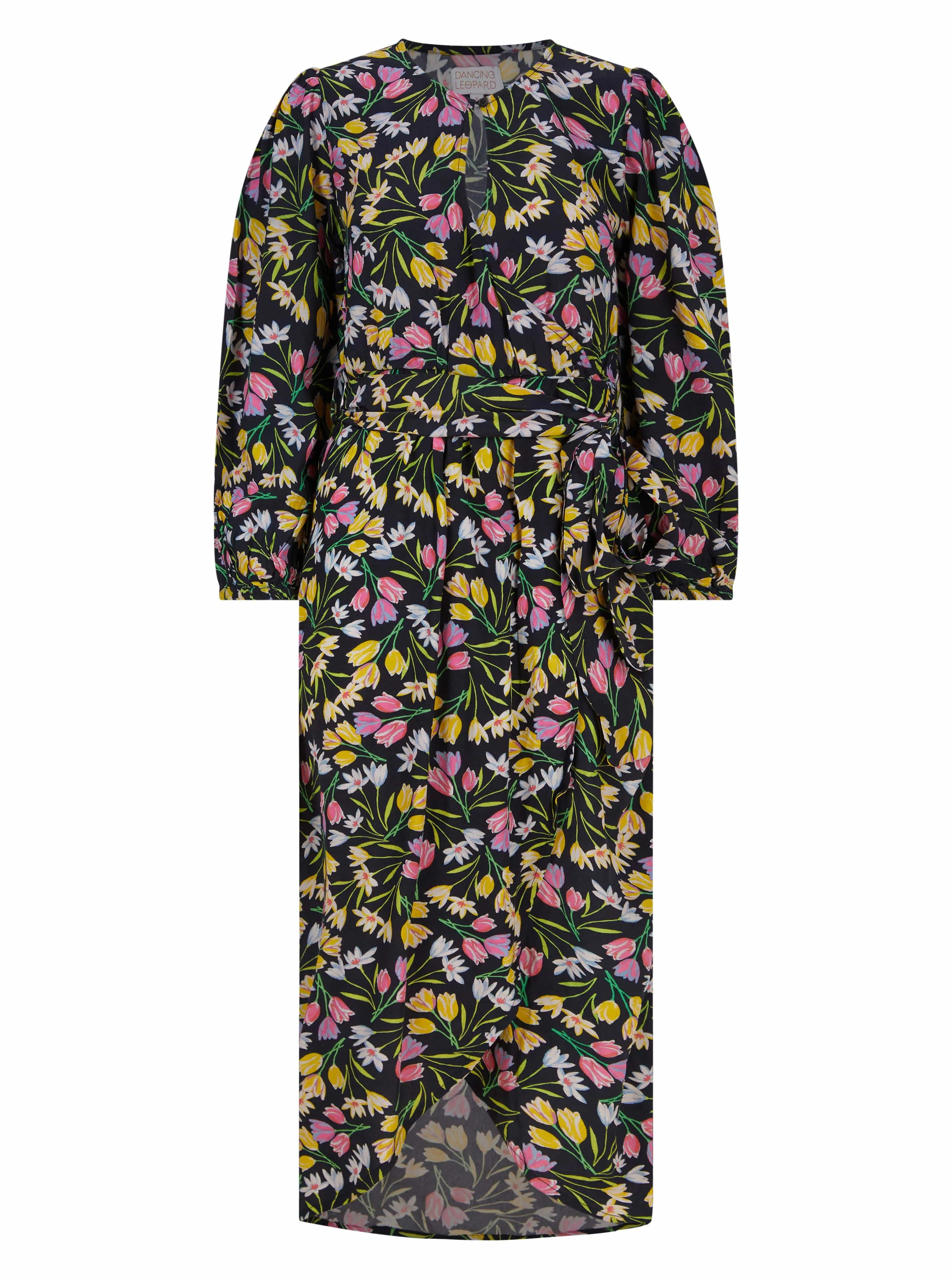 Mabel Midaxi Mock Wrap Dress in Citrus Tulip