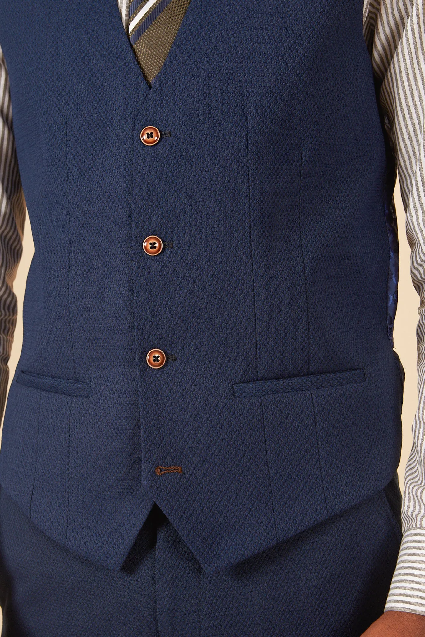 MAX - Royal Blue Three Piece Suit With Contrast Buttons