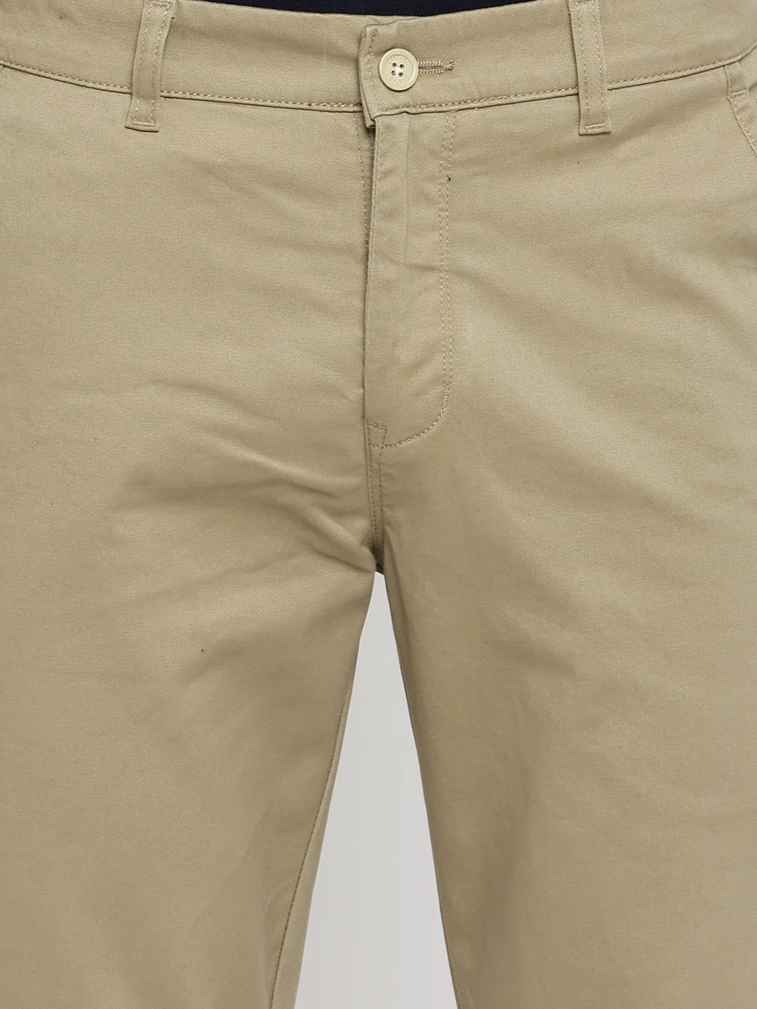 Men's Casual Flat front Beige  Trousers