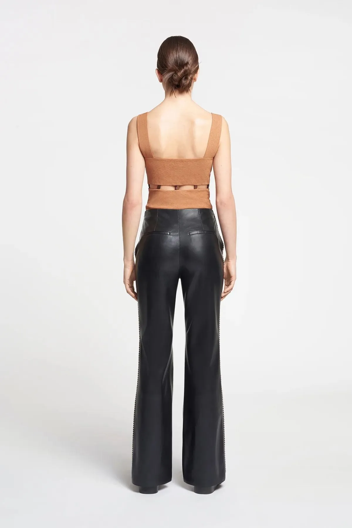 Nanushka Manola Vegan Leather Crochet Trim Pant - Black